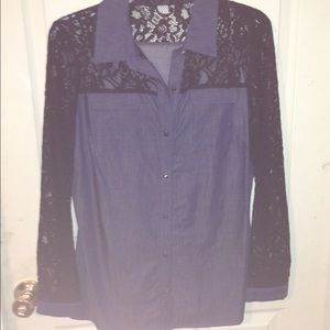 Denim and laced button up