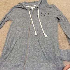 pink zip up longer thin