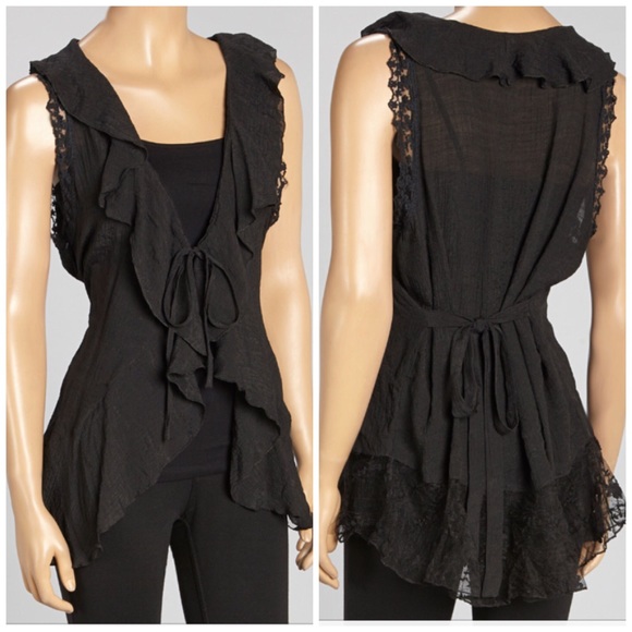 Forgotten Grace Tops - 📦MOVING SALE📦Black Lace Adorned Wrap was$28