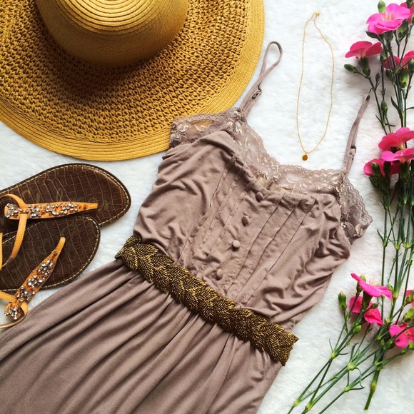 Lush Dusty Purple Lace Trim Dress - Picture 1 of 3