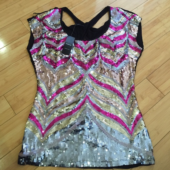 bebe | sequin top