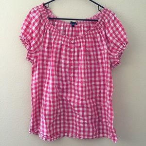 GAP red gingham  top