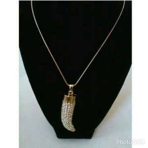 Horn pendant necklace with crystal detail