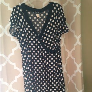 Dress knee length black polka dot