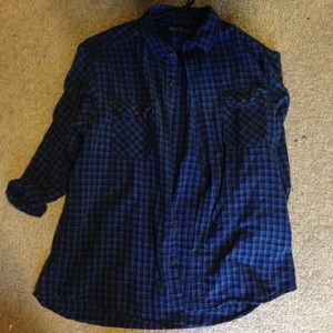 oversized 90s grunge blue plaid checkered flannel