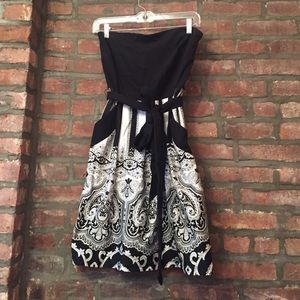 Black and white Strapless Eva Franco dress