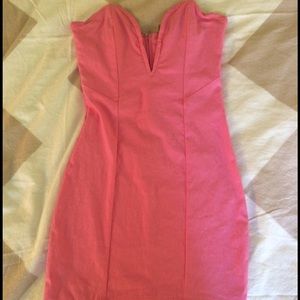 Nasty Gal hot pink bodycon dress with low neckline