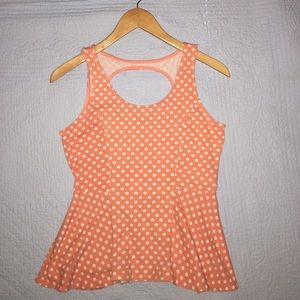 Peach polka dot peplum top