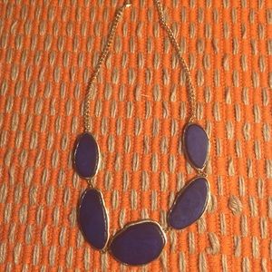 Gold Tone and Blue Stone Statement Necklace