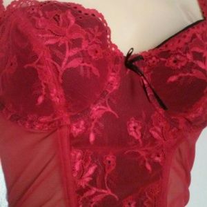CLEARANCE Red lace bustier 32D
