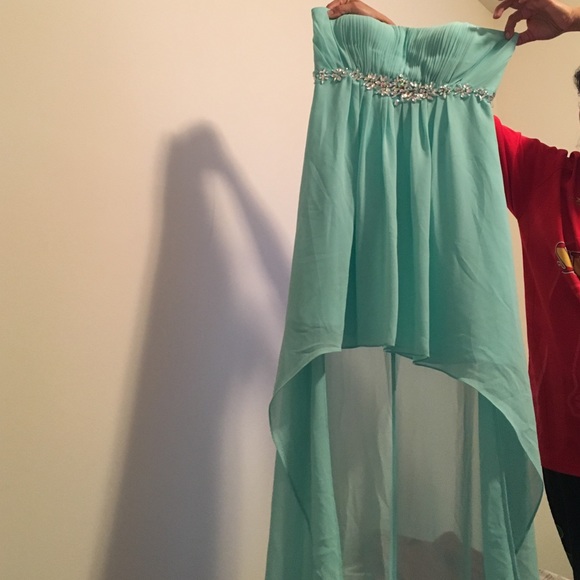 Light green high low dress