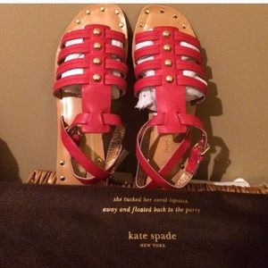 Kate Spade gladiators, red & gold tone, 6B, NEW