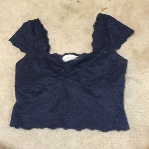 lace navy blue half shirt