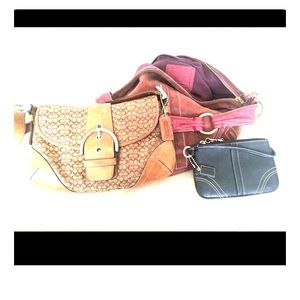 2 authentic Coach purses + Coach Wristlet