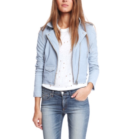 light blue moto jacket