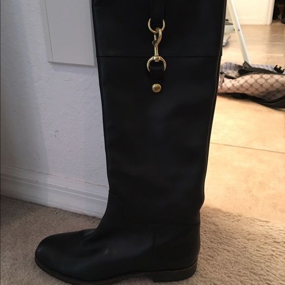 Coach black leather riding boots 5.5