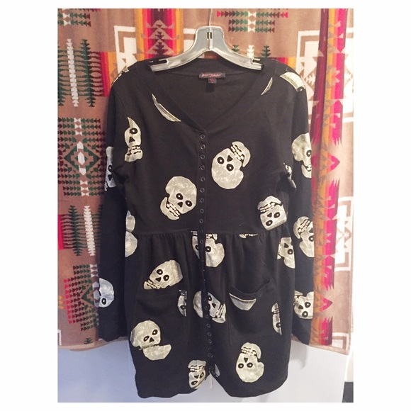Betsey Johnson snap front skull dress