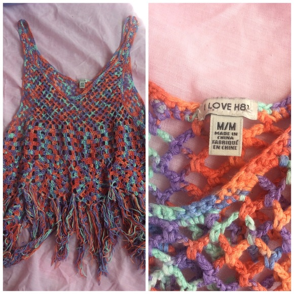 Forever 21 H81 yarn fringe boho tank M