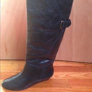 New Steve Madden Green Leather Wedge Boots 9.5M