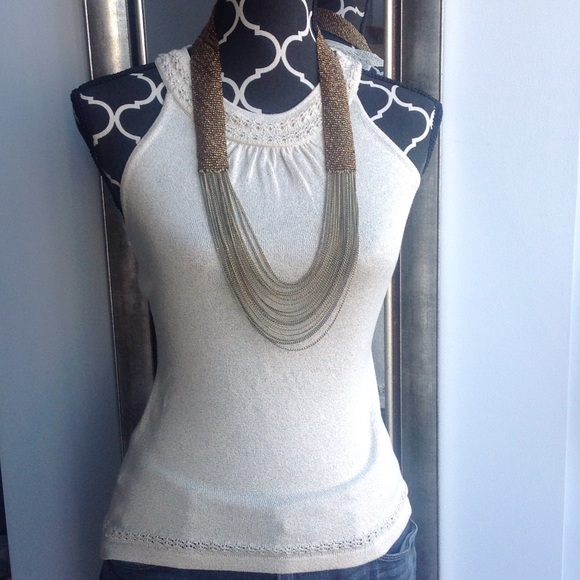 Silk-Cashmere Metallic Gold Tank