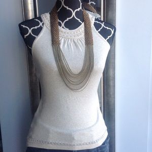 Silk-Cashmere Metallic Gold Tank