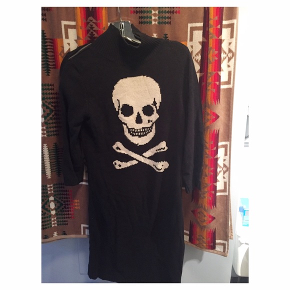 Betsey Johnson skull print turtle neck knit dress