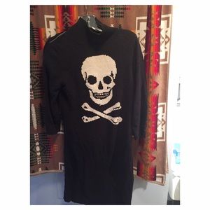 Betsey Johnson skull print turtle neck knit dress