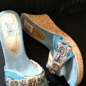 Turquoise Summer Rio wedge sandals