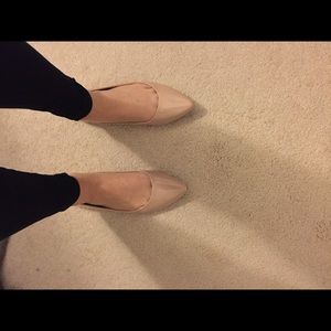 Nude point toe flats