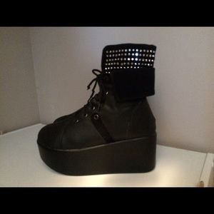Black platform combat boots