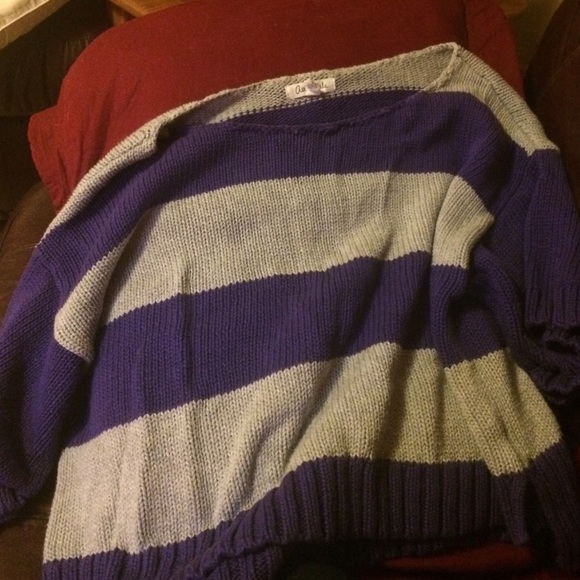 purple and grey sweater