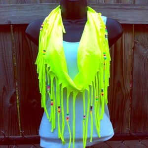 Bright yellow handmade scarf with beads!