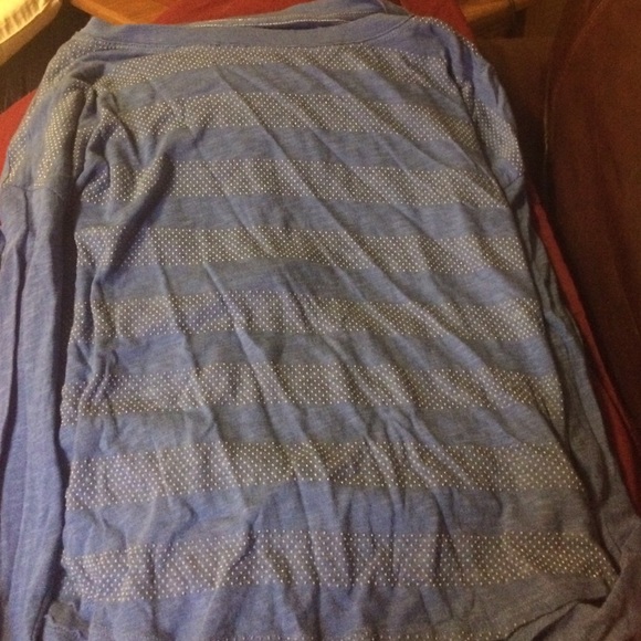 blue and silver long sleeve shirt
