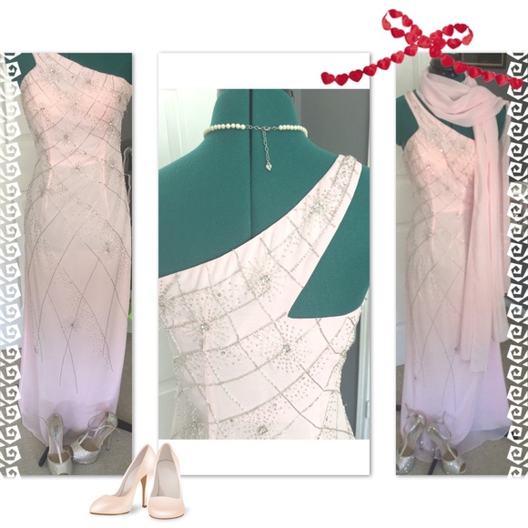 One Shoulder Sparkly Pink Formal Dress - Picture 1 of 4