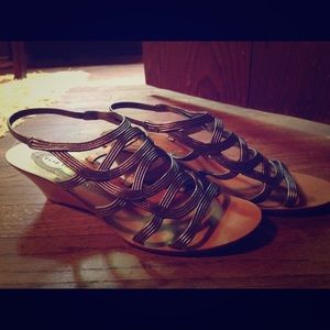 Strappy silver sandals by Elie Tahari