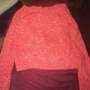 Orange and white American Eagle cropped sweater