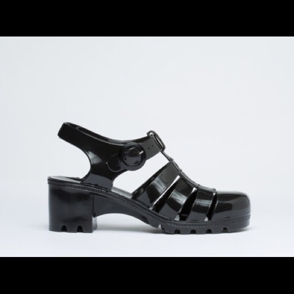 aa heeled black jellies