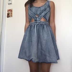 Denim cut out skater dress