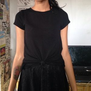 Black cotton t-shirt with sheer back with bow💗