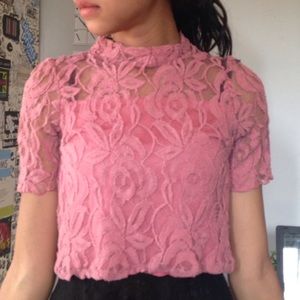 Pink lace crop top!