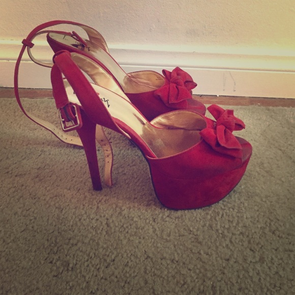 Red platform sandals