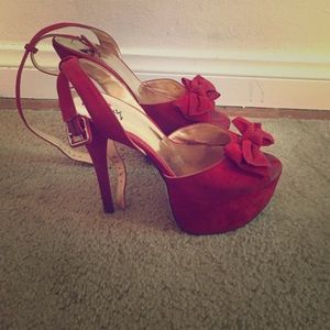 Red platform sandals