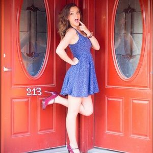 Flirty blue Polka dot dress