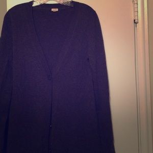 Long Jcrew sweater in dark grey.