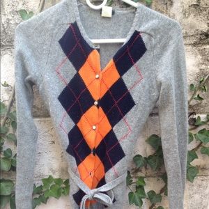 J crew argyle button up sweater.