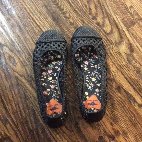 Black Floral Flats