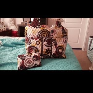 Vera bradley tote and small zipper bag