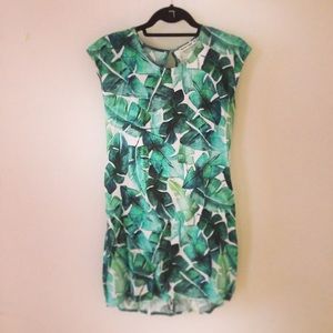 Marine Layer Emerald Green Palm Print Shift Dress