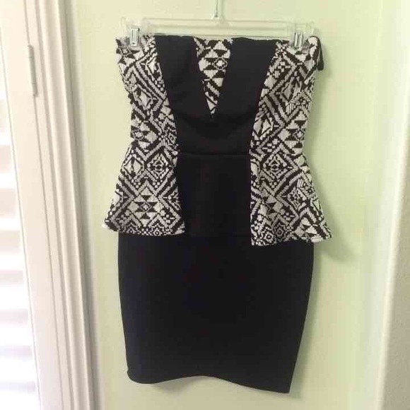 Black and white peplum dress