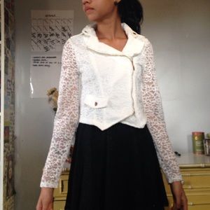 White lace zip up
